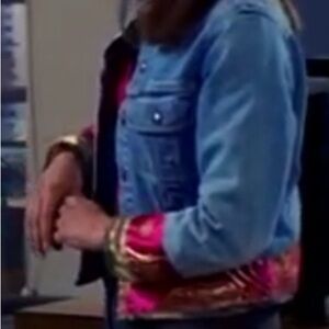 Searching Denim Jacket with Pink Accents Frasier Daphne